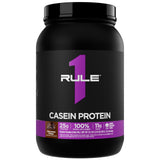 Rule 1 Proteins envase frontal Chocolate Fudge mostrando raciones y beneficio proteico