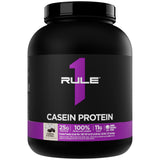 Rule 1 Proteins envase frontal Cookies & Crème muestra cantidad y porciones