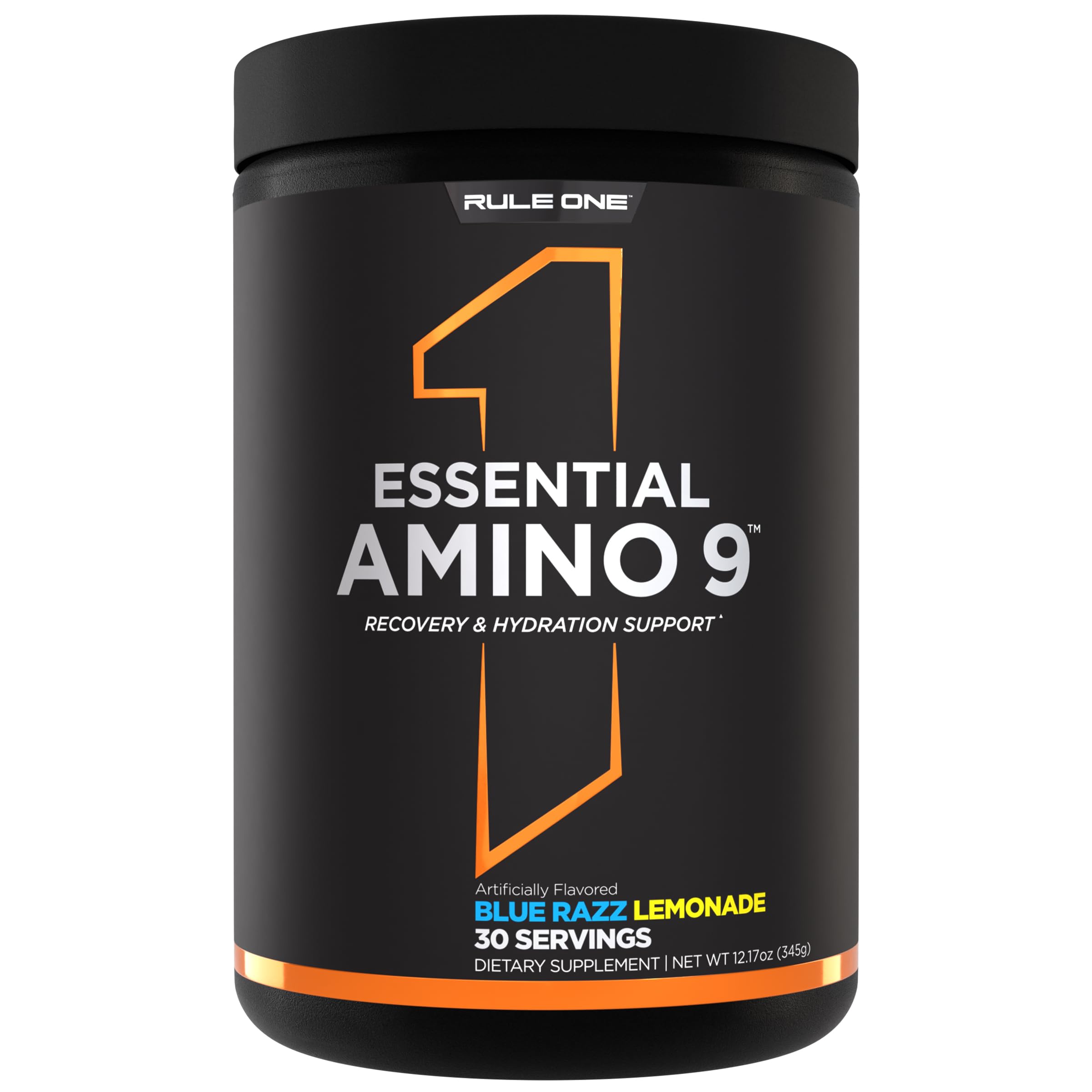 Rule 1 Proteins bote frontal mostrando diseño y 30 servicios beneficios claros
