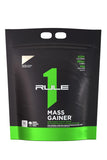 Rule 1 Proteins frasco Mass Gainer frente mostrando diseño y sabor vainilla, ideal para aumento de masa