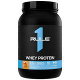 Rule 1 Proteins frontal del envase mostrando sabor Salted Caramel y beneficios