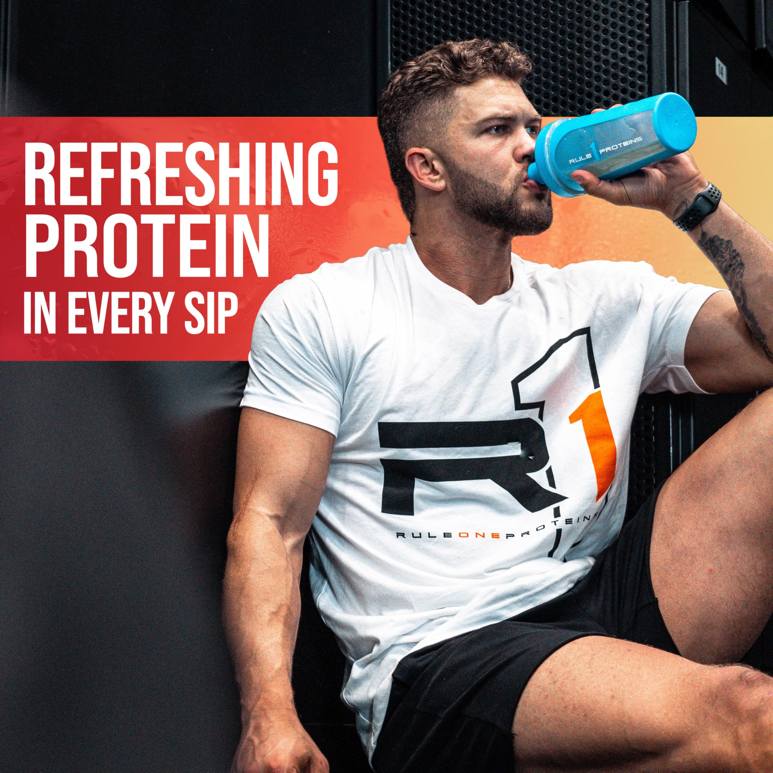 Rule 1 Proteins vaso preparado con hielo para hidratación rápida y sabor fresco