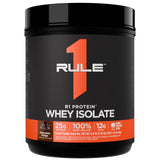 Rule 1 Proteins frente del envase mostrando sabor y 14 servicios