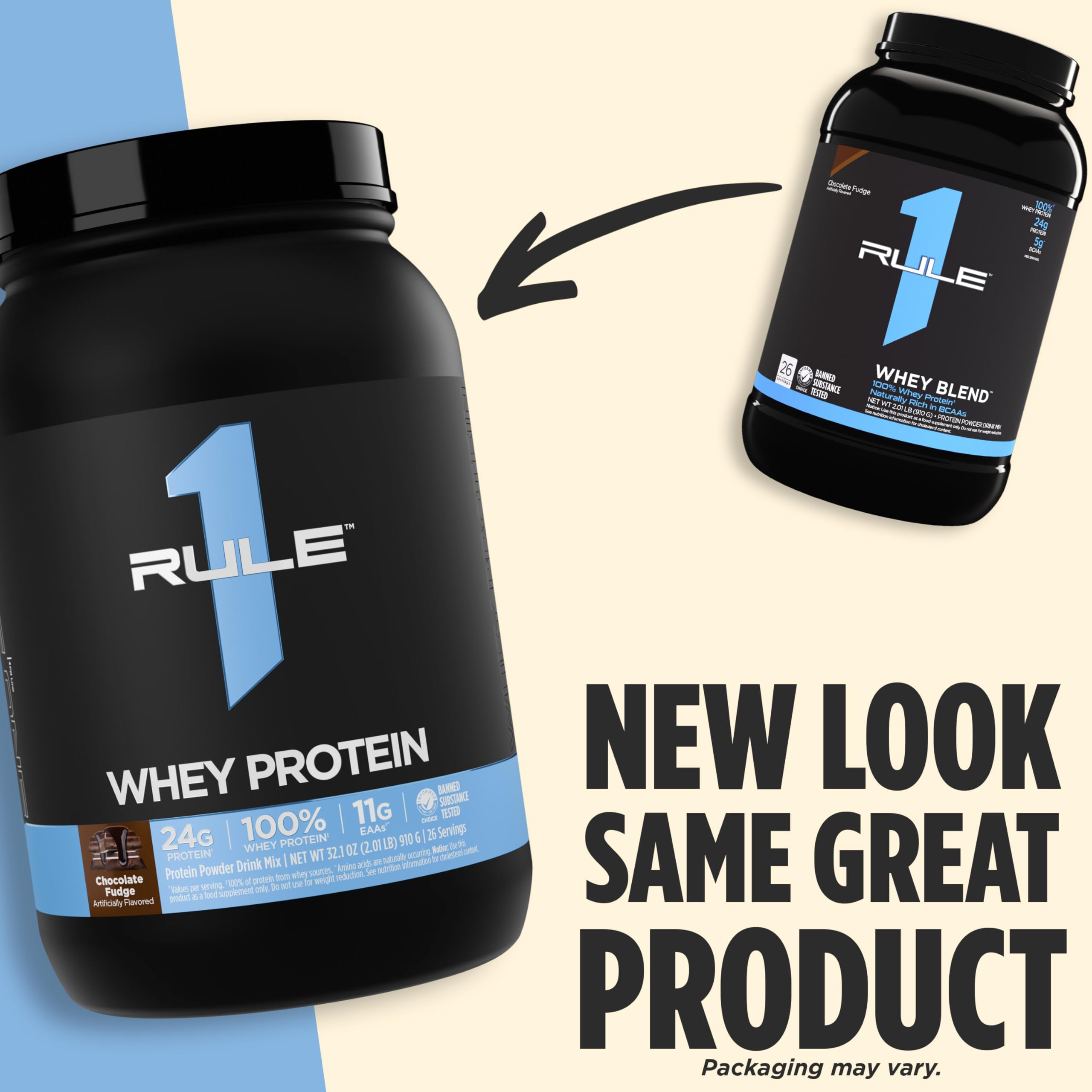 Rule 1 Proteins polvo en primer plano para ver textura fina y mezcla fácil