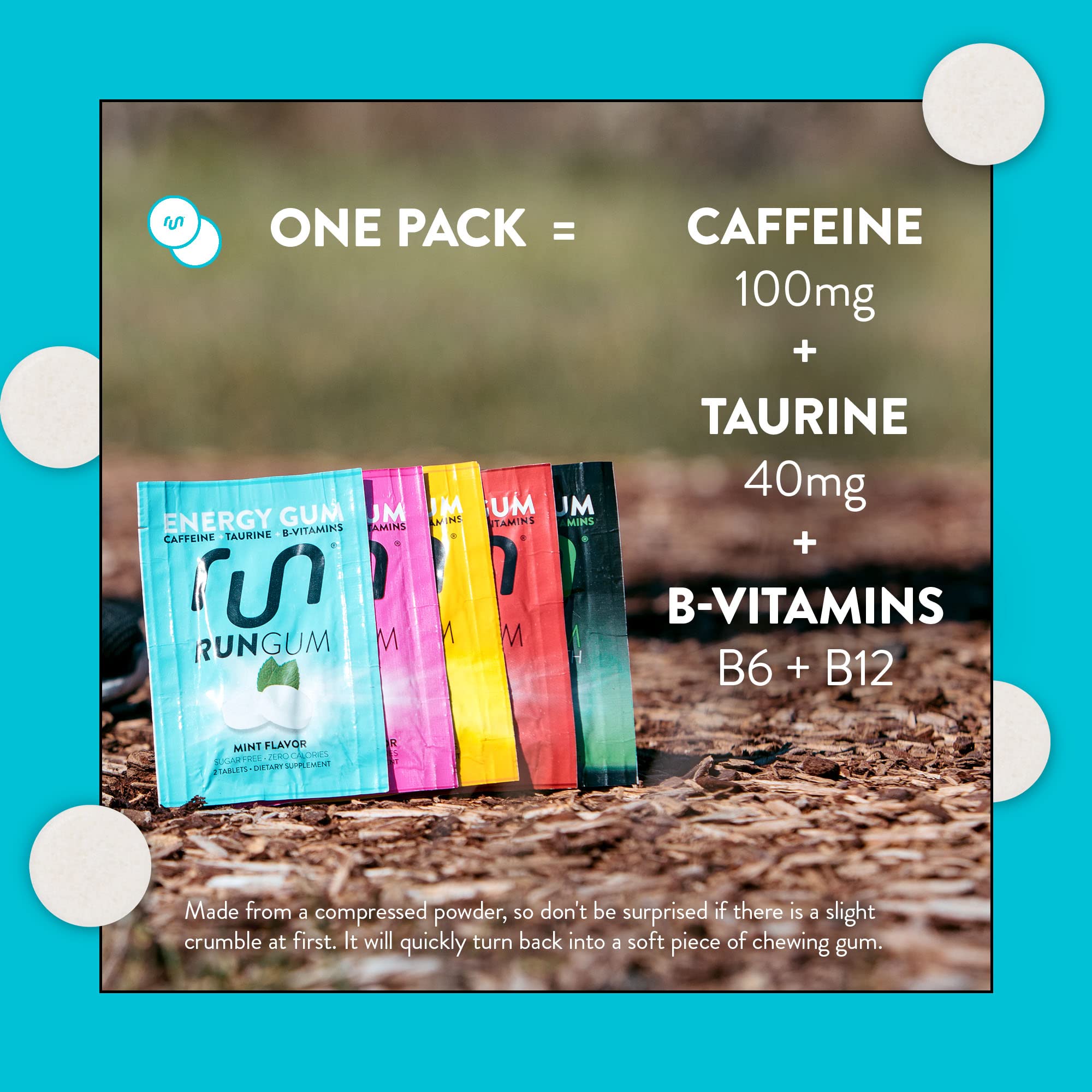 Run Gum en uso por corredor, impulso antes del entrenamiento