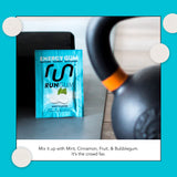 Run Gum etiqueta ampliada con ingredientes, información clara y fiable
