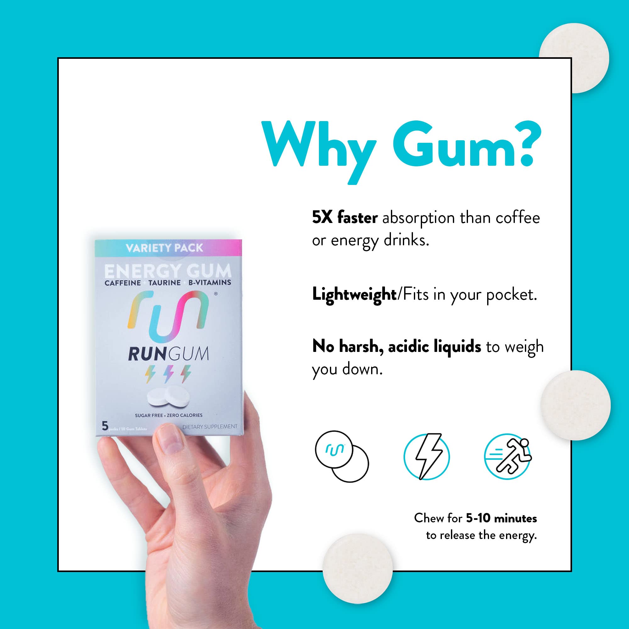 Run Gum primer plano de la textura del chicle, liberación rápida de cafeína