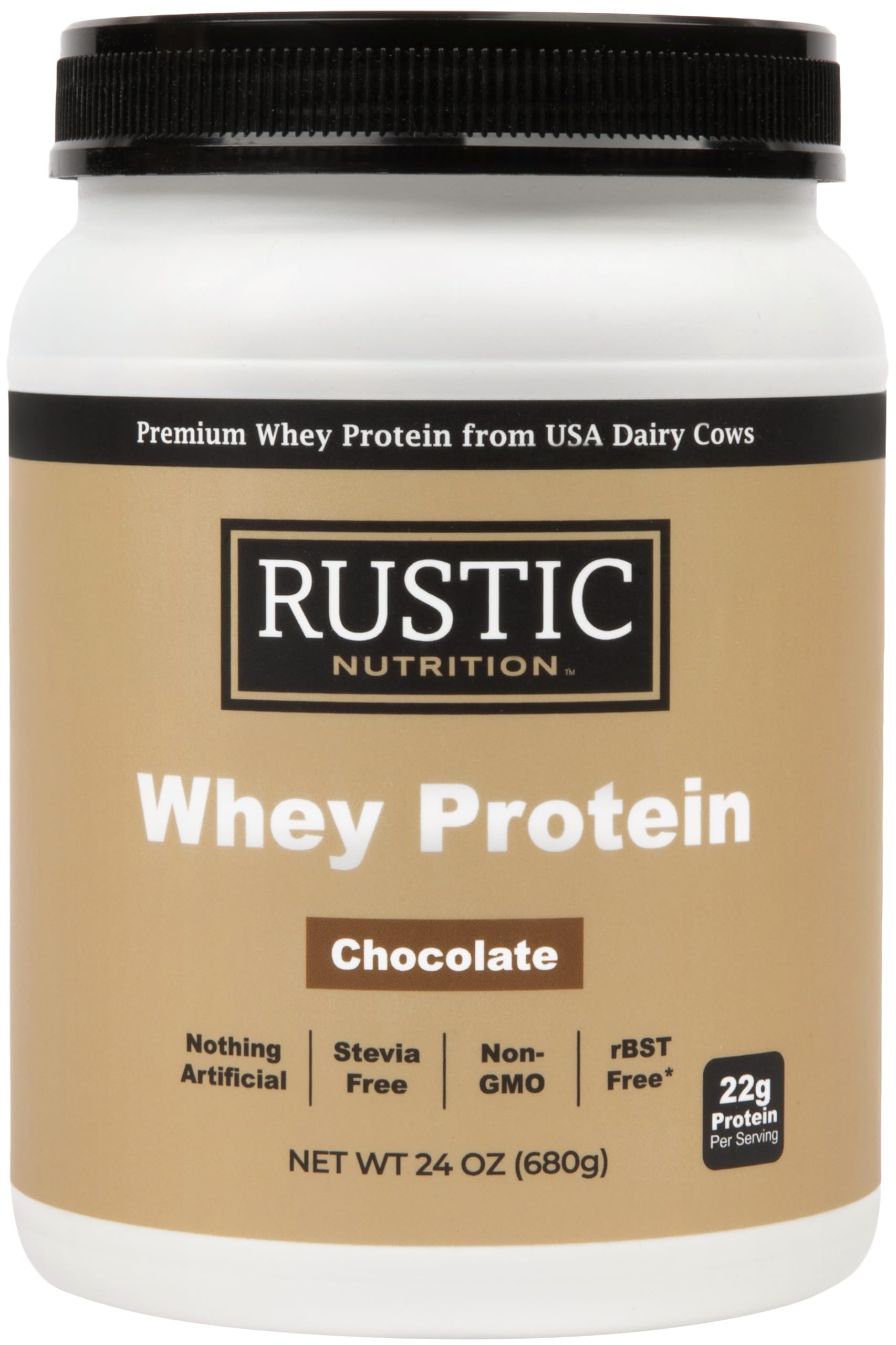 Rustic Nutrition envase frontal mostrando el chocolate y conveniencia