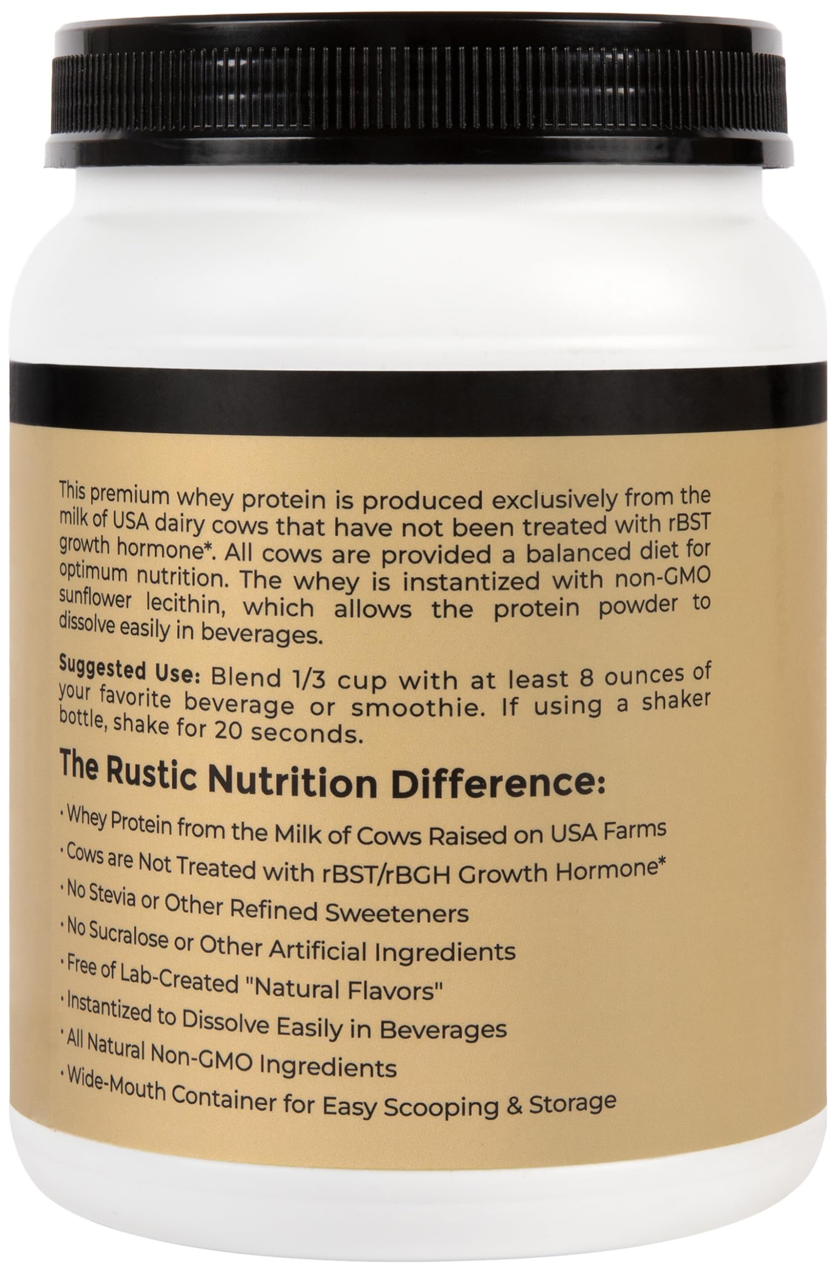 Rustic Nutrition batido preparado en vaso, beneficio mezcla sin grumos