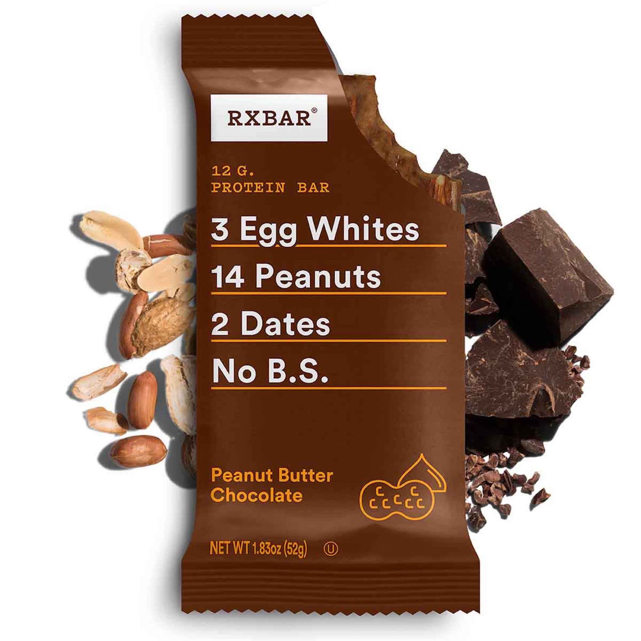 RXBAR barras dispuestas que resaltan los seis sabores disponibles