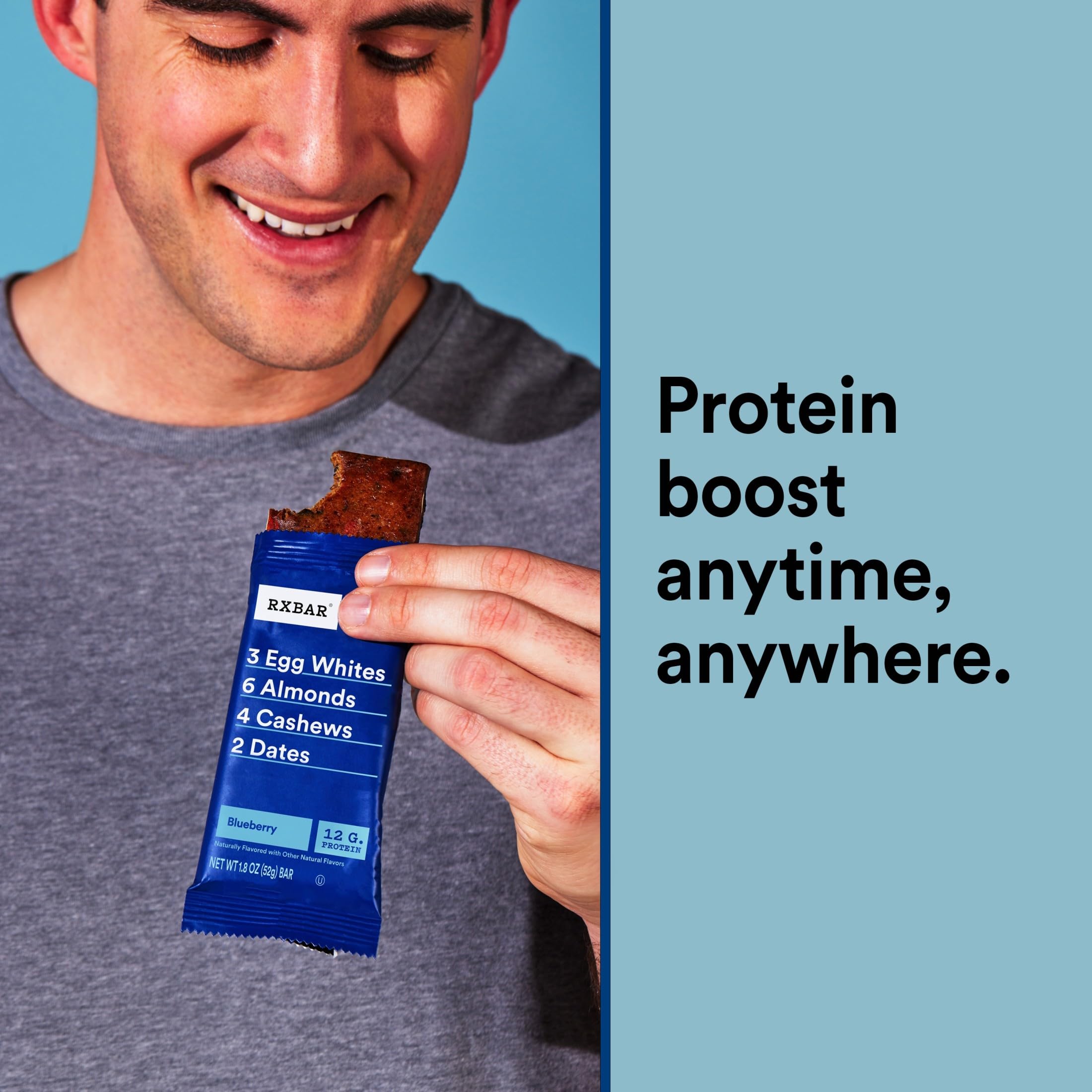 RXBAR junto a una taza de café, desayuno rápido y nutritivo