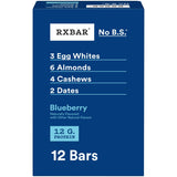 RXBAR frontal de la caja azul blueberry mostrando beneficios y cantidad