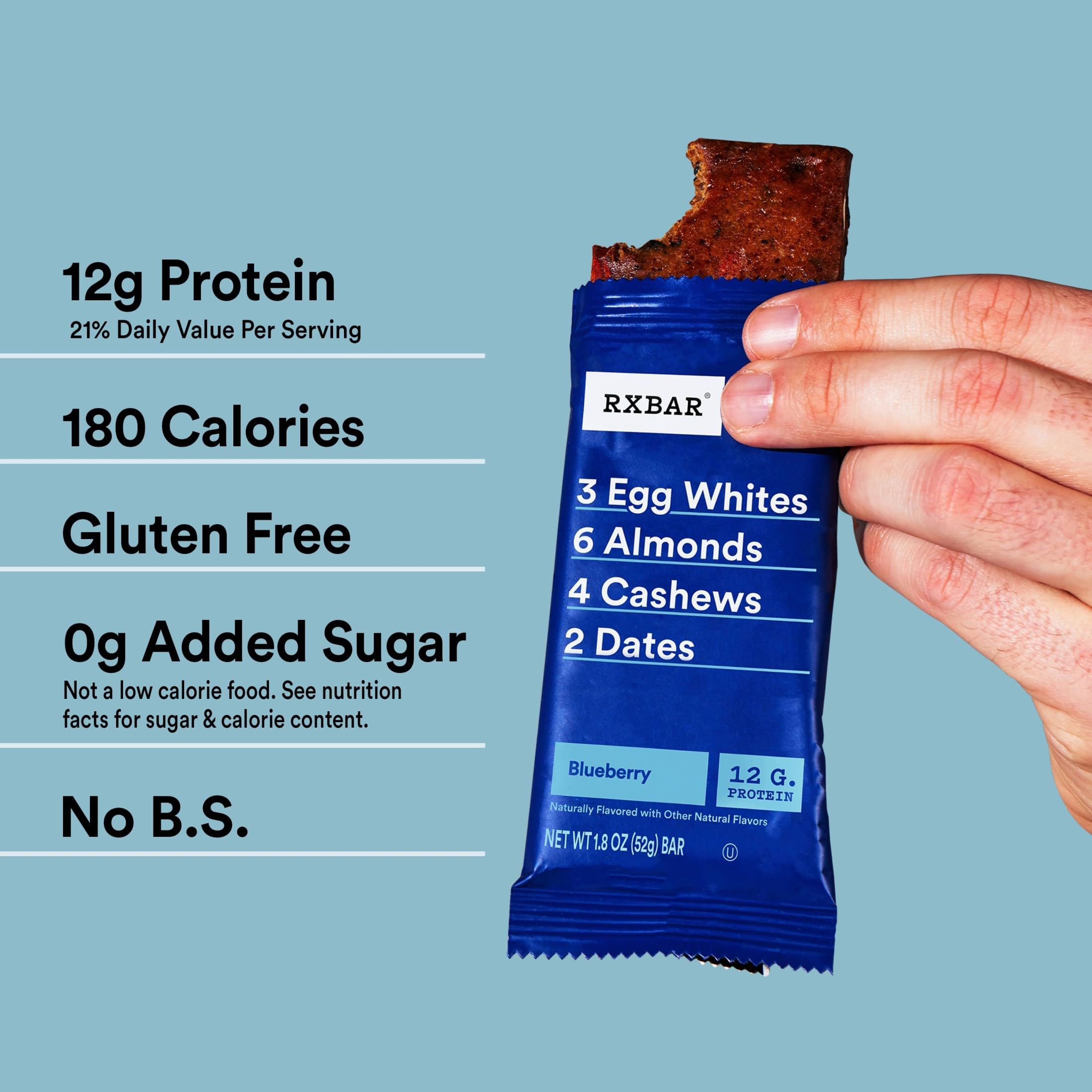 RXBAR primer plano de textura y frutos secos, muestra ingredientes naturales