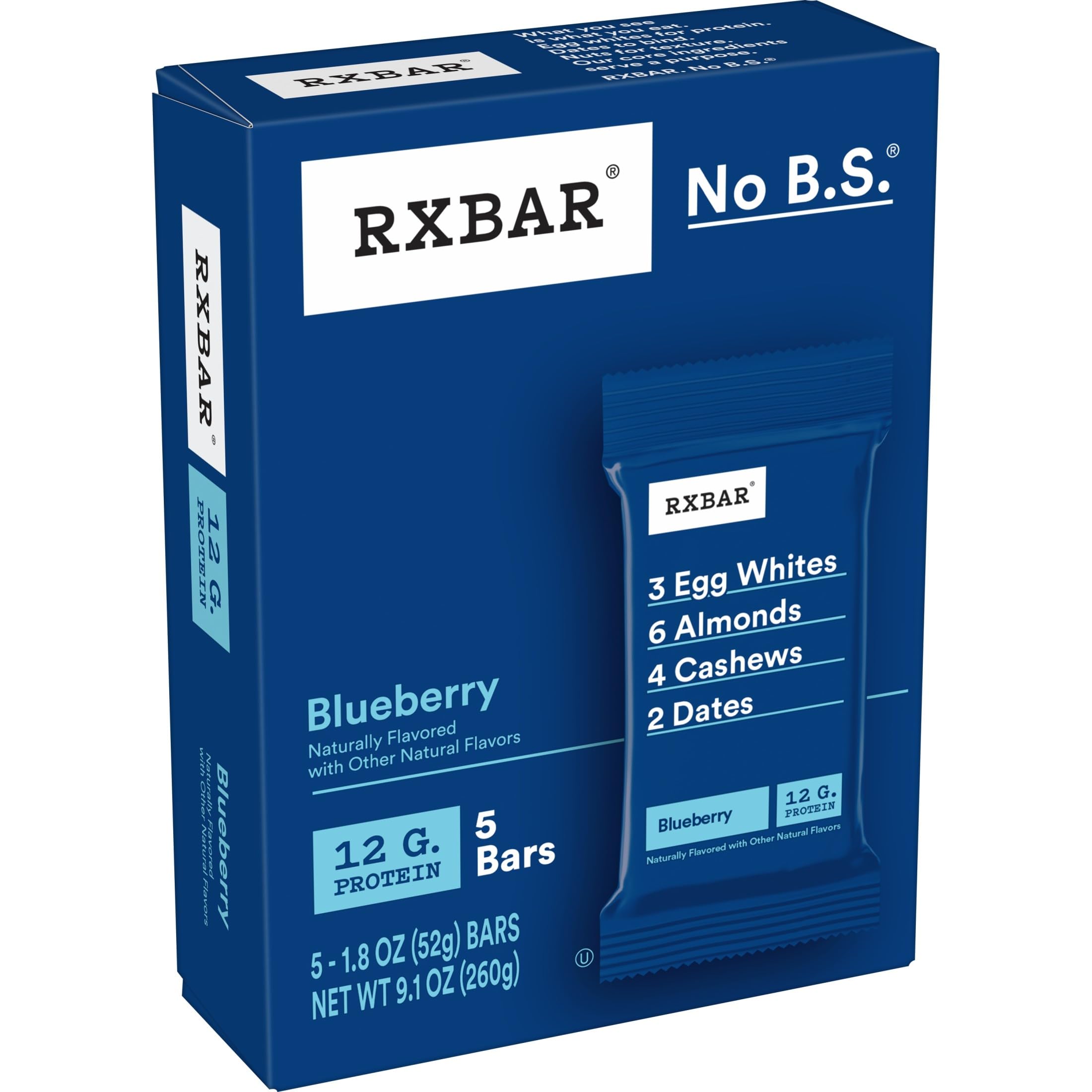 RXBAR barra en mano para comparar tamaño y porción controlada