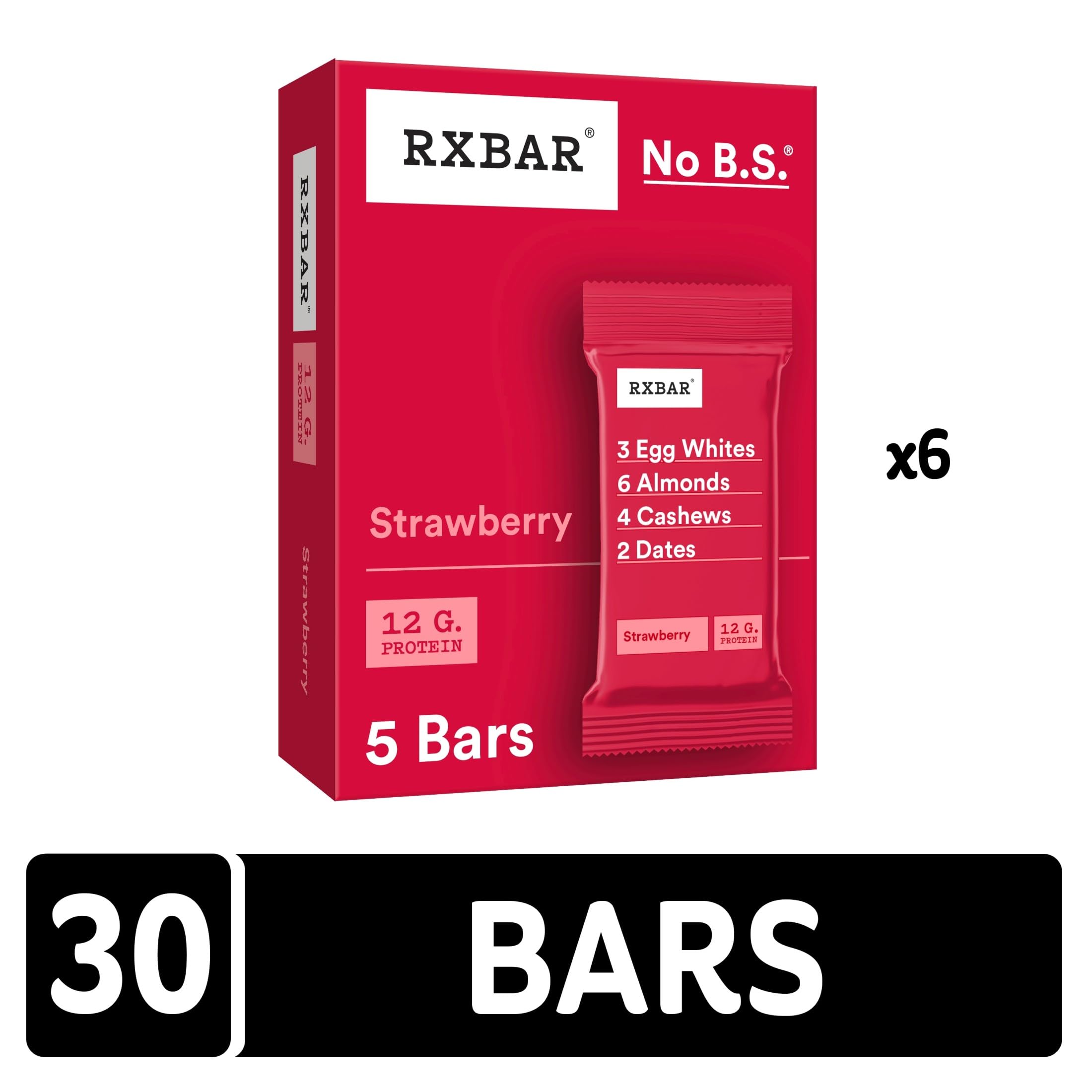 RXBAR detalle de fresas y nueces que ilustran ingredientes reales