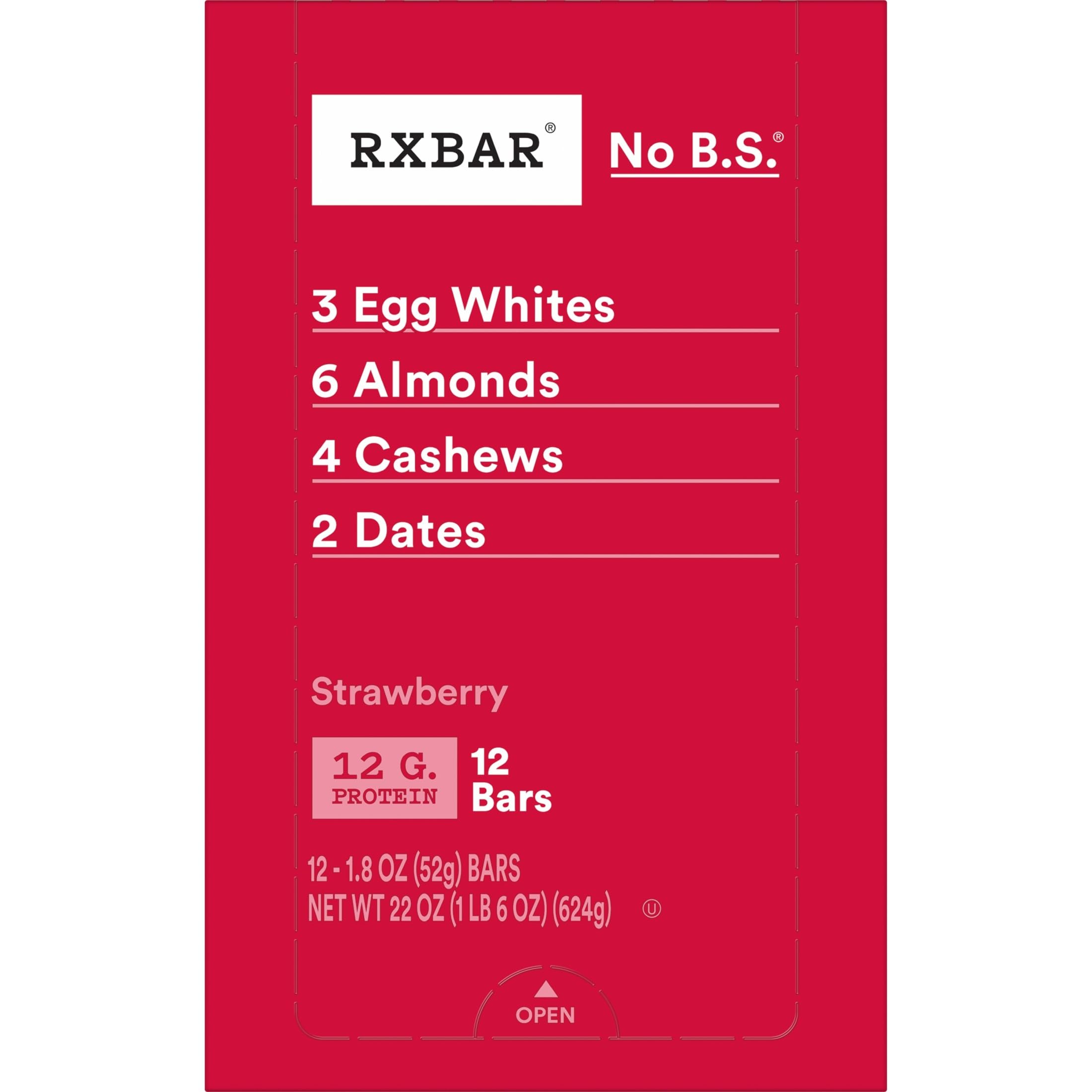RXBAR etiqueta nutricional fresa destacando proteína y sin gluten