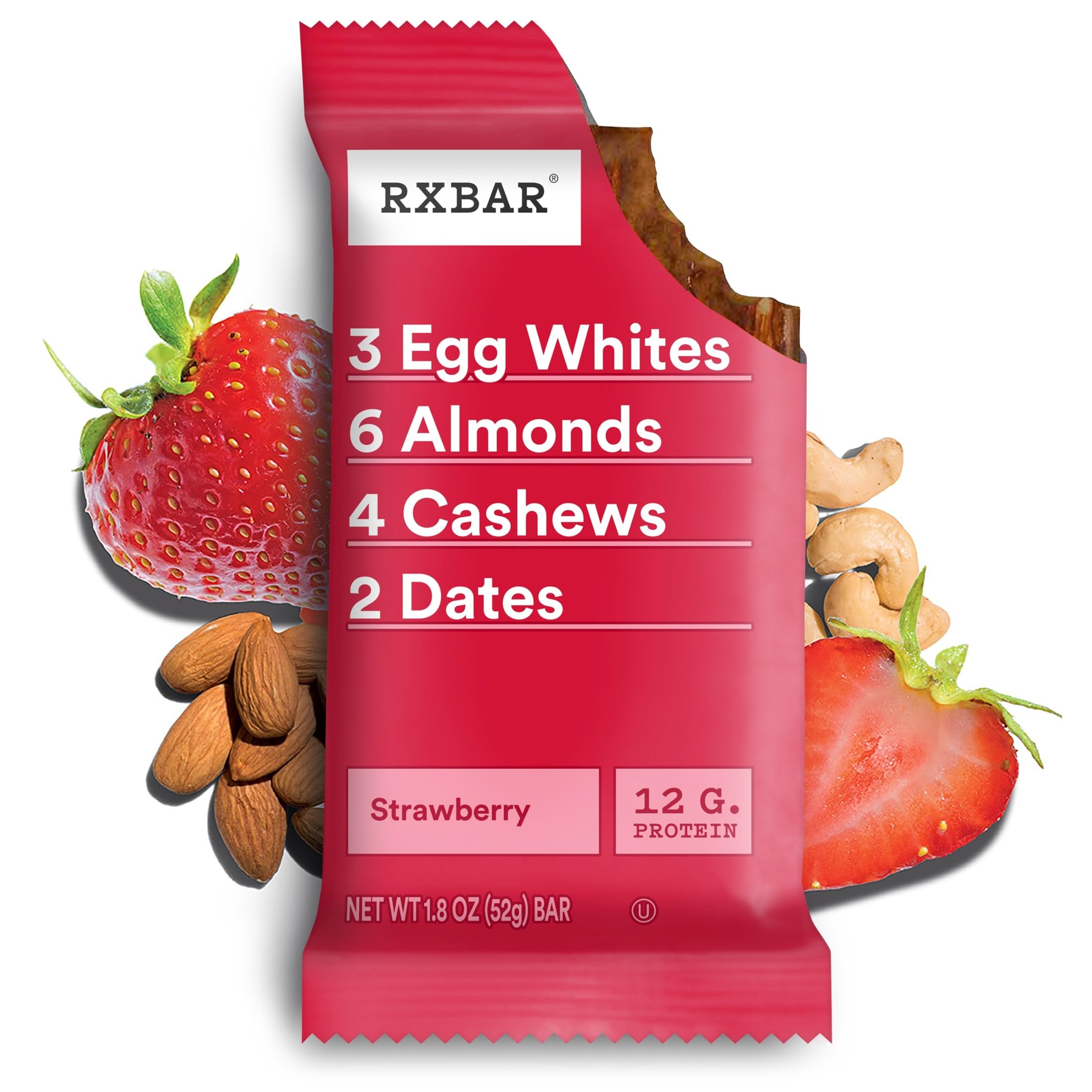 RXBAR barra fresa al lado de café para desayuno energético y rápido