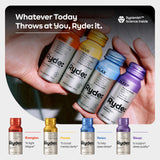 RYDE YOUR RHYTHM botellas alineadas para visualizar variedad y conveniencia