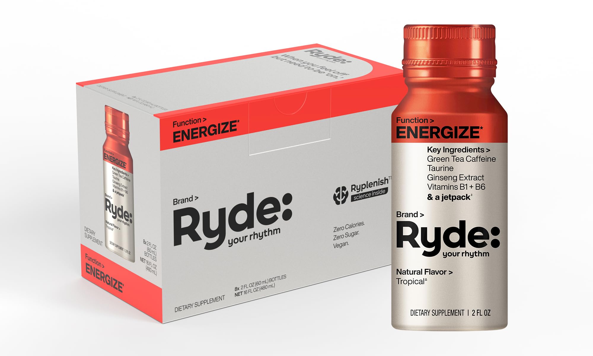 RYDE YOUR RHYTHM uso antes de entrenar para impulso rápido y sin azúcar