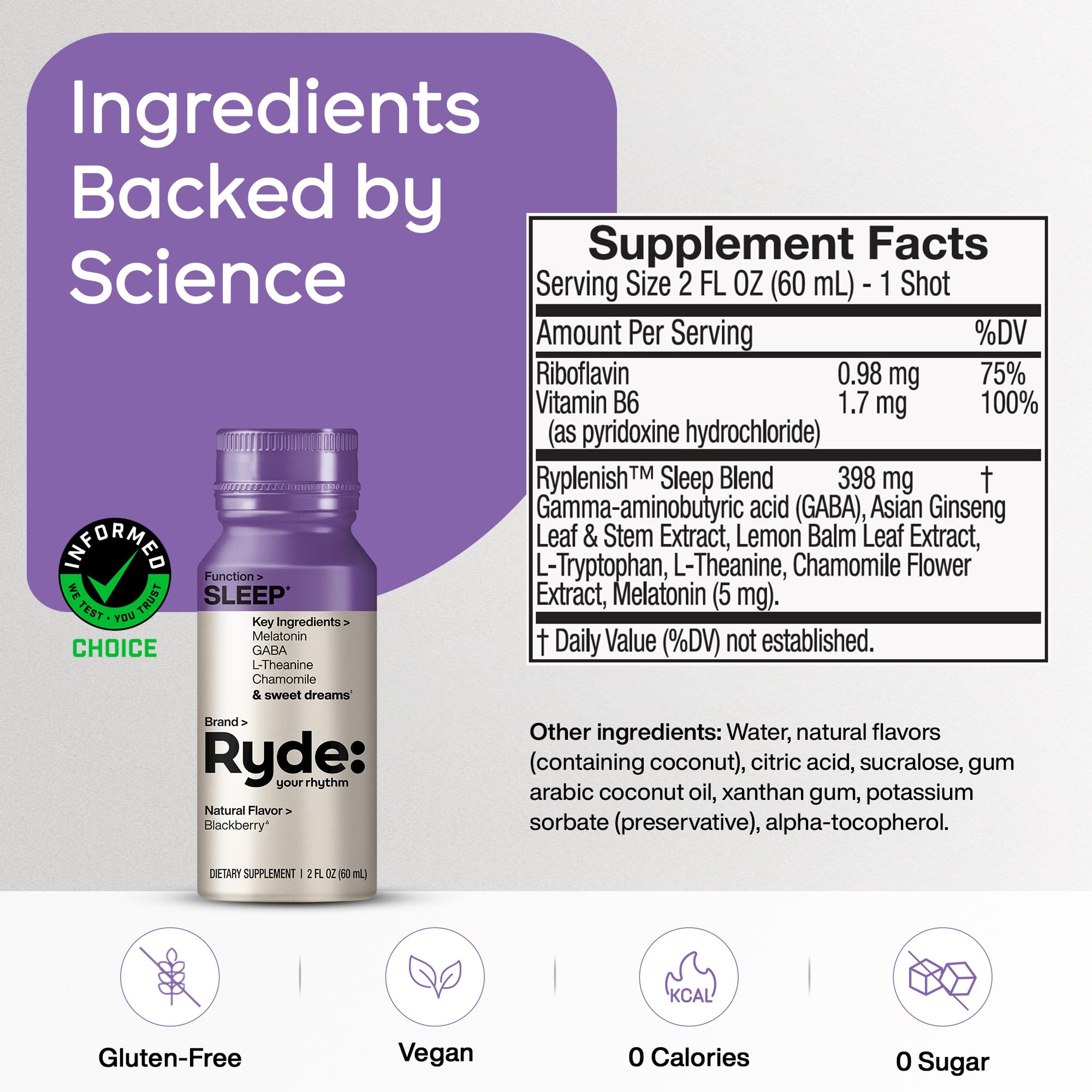 RYDE YOUR RHYTHM botella en primer plano destacando formato portátil y dosificación