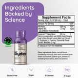 RYDE YOUR RHYTHM botella en primer plano destacando formato portátil y dosificación