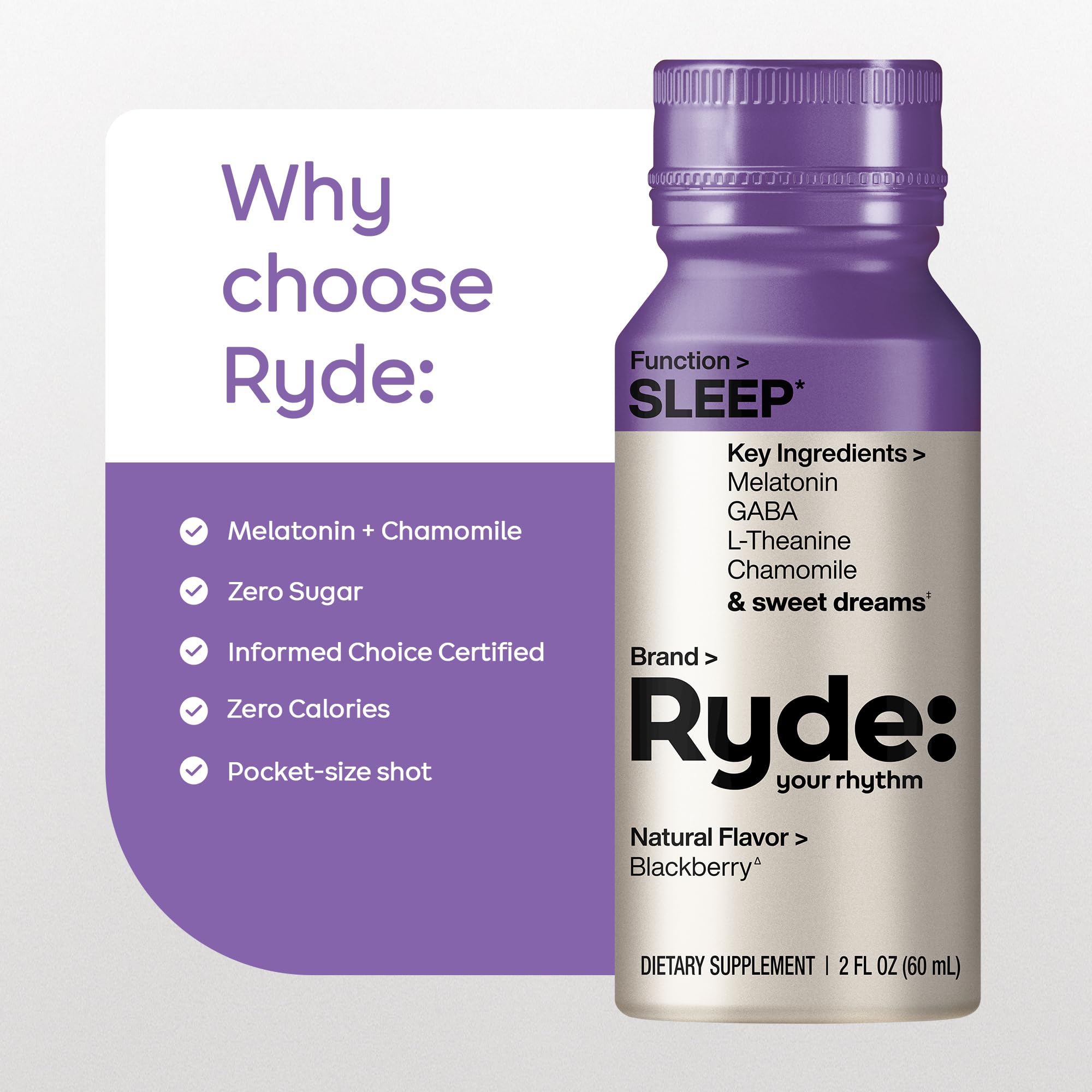 RYDE YOUR RHYTHM ocho botellas en paquete evidenciando suministro para varias noches