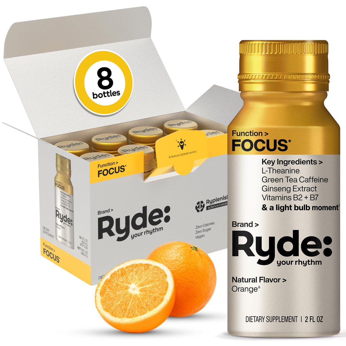 RYDE YOUR RHYTHM envase frontal mostrando tamaño compacto y atractivo
