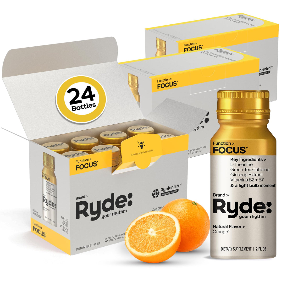 RYDE YOUR RHYTHM empaque frontal que muestra pack y beneficio portable