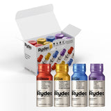 RYDE YOUR RHYTHM paquete frontal mostrando las ocho botellas y beneficios