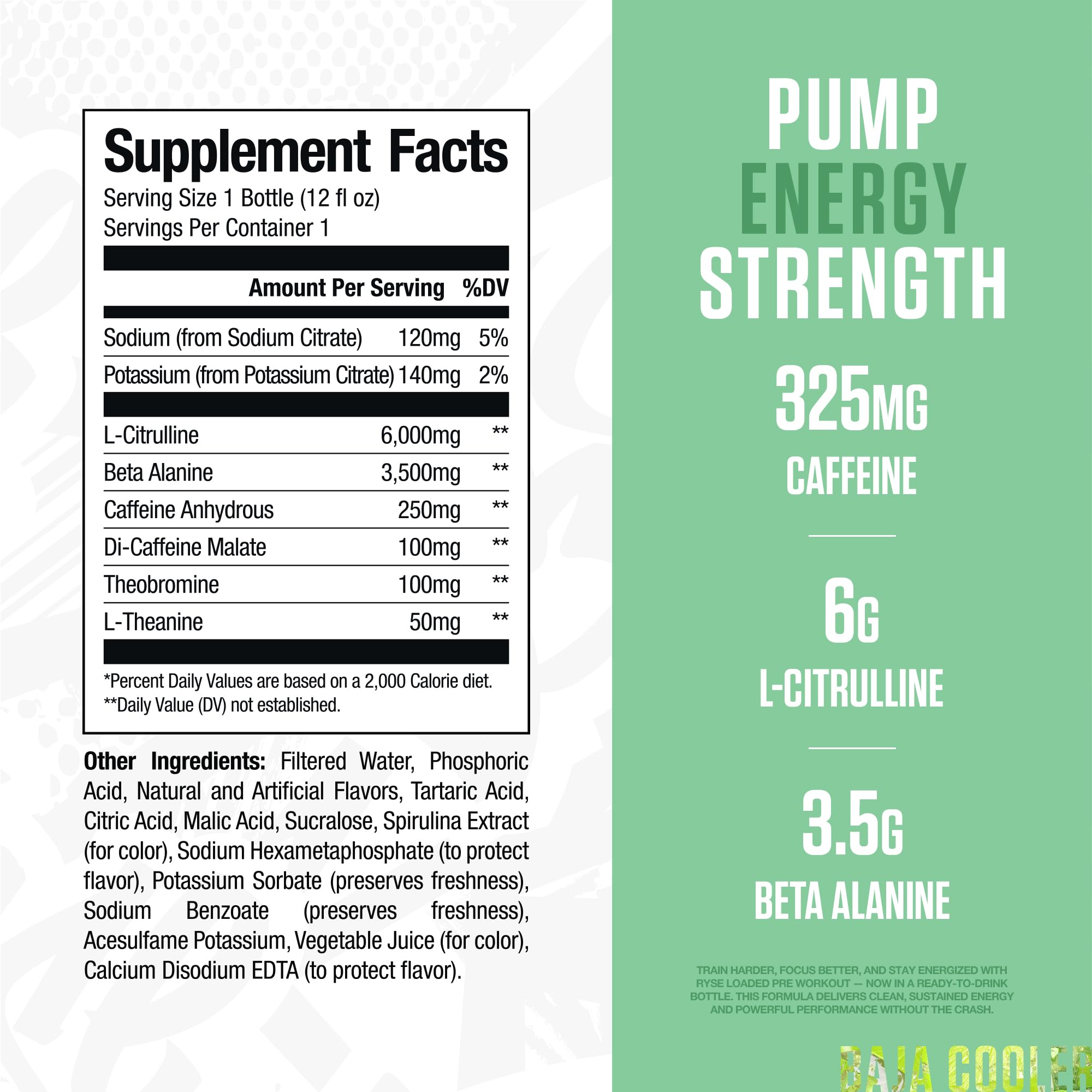 RYSE Up Supplements textura del líquido Baja Cooler mostrando color y claridad energizante