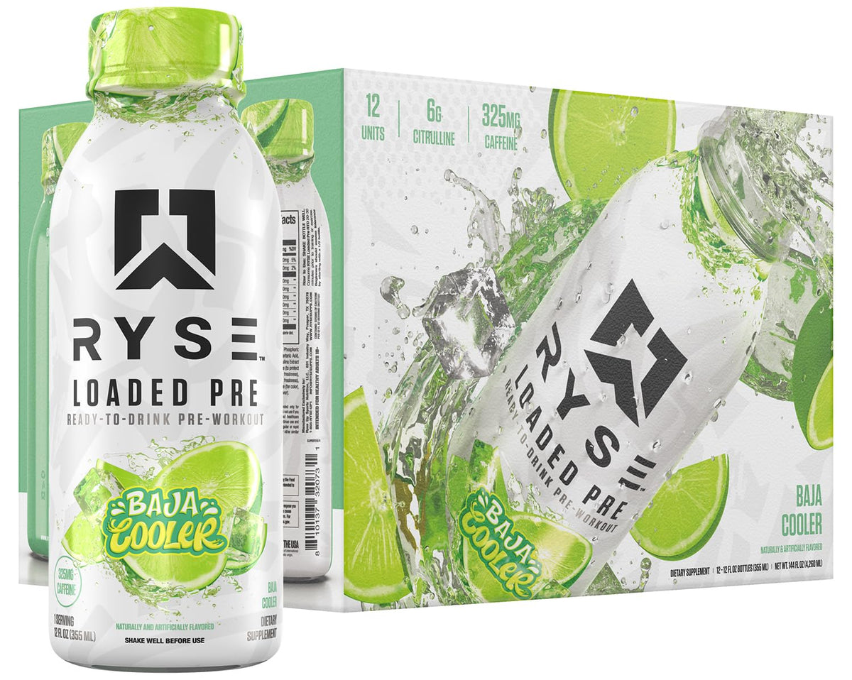 RYSE Up Supplements frente de botella Baja Cooler, conveniente y lista para beber