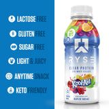 RYSE Etiqueta nutricional legible destacando 22g proteína y 100 calorías