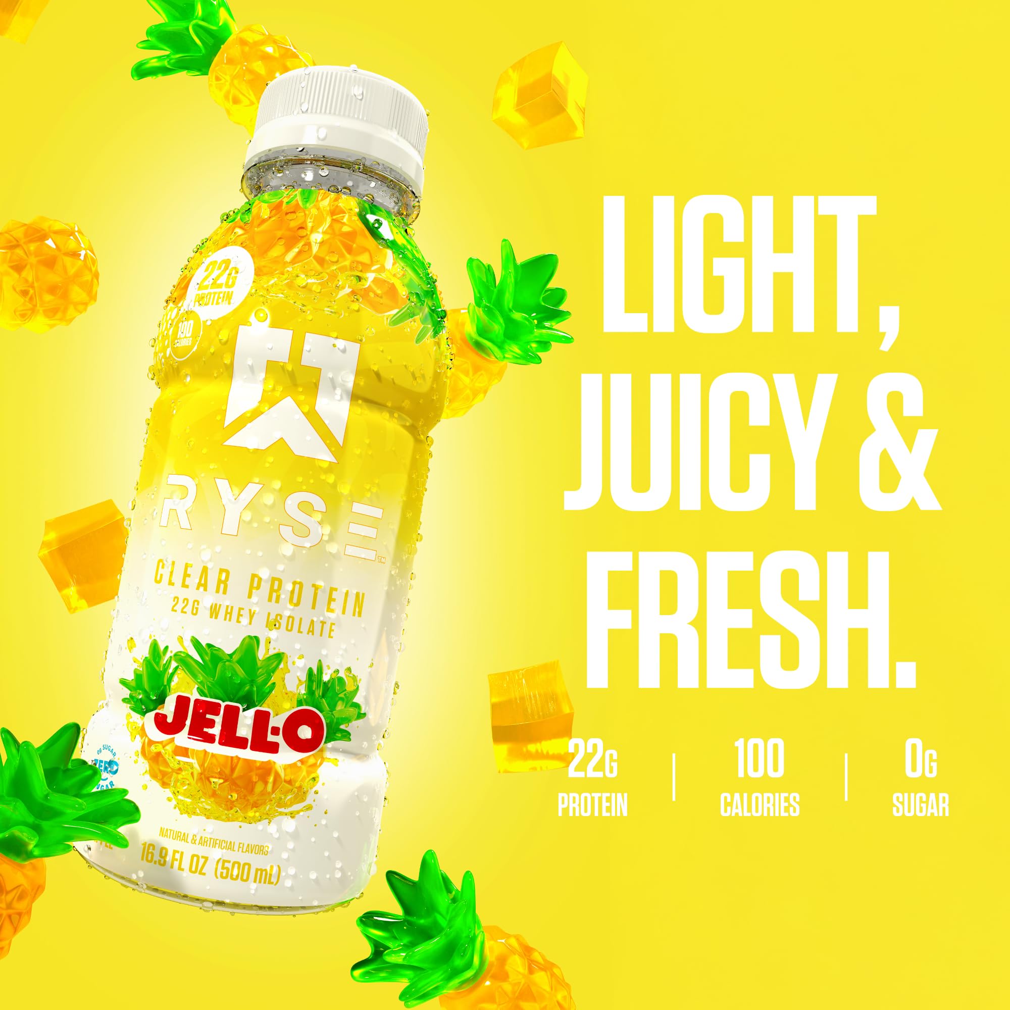 RYSE Up Supplements bebida en ambiente tropical, sabor frutal refrescante