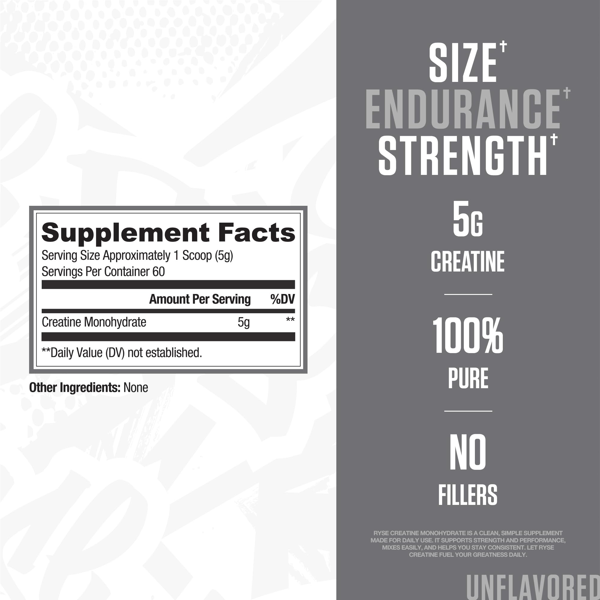 RYSE Up Supplements polvo sin sabor, textura fina para mezcla fácil
