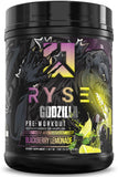 RYSE Up Supplements envase frontal mostrando diseño y sabor BlackBerry Lemonade