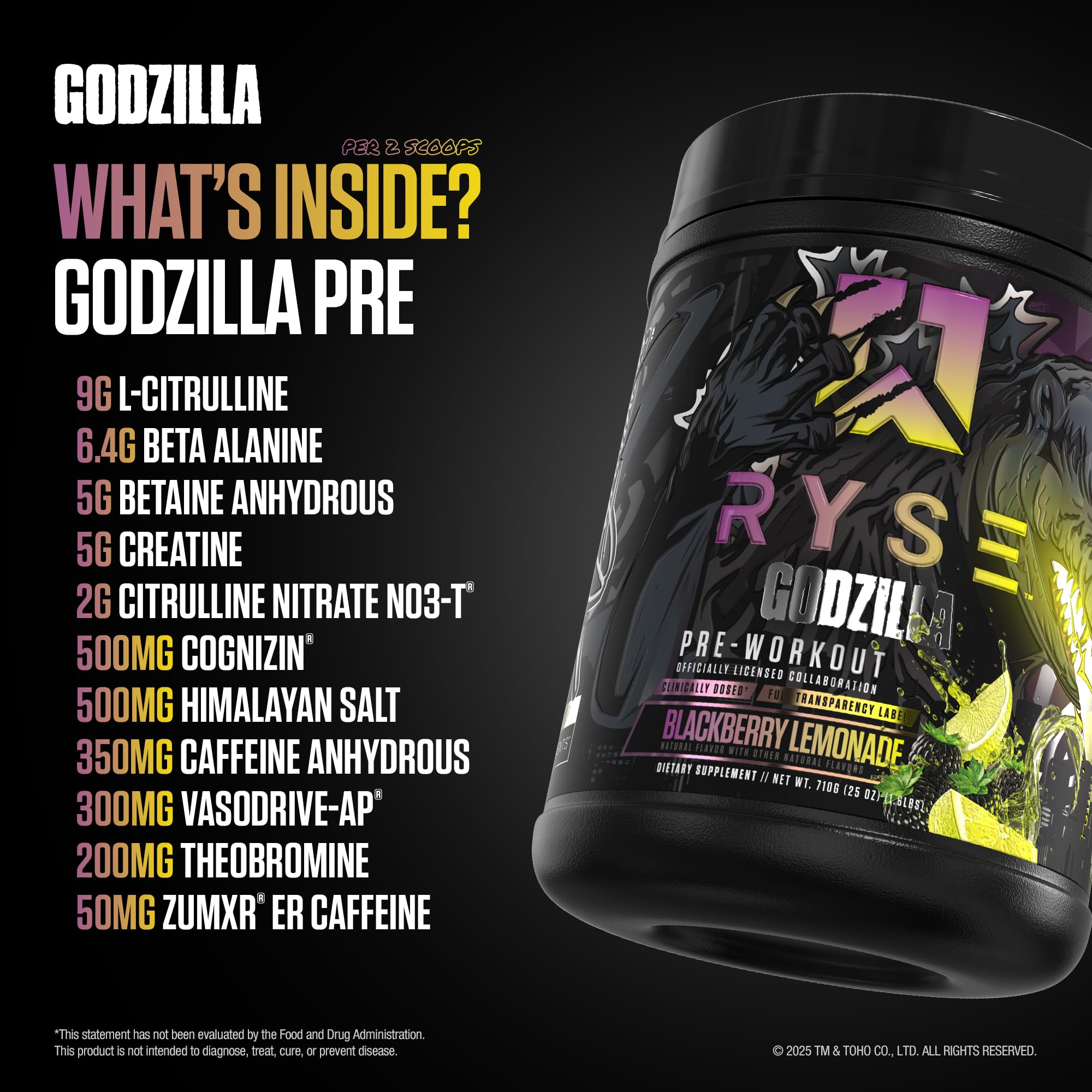 RYSE Up Supplements lista de ingredientes activos que destaca citrulina y beta alanina
