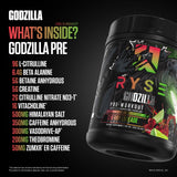 RYSE Godzilla etiqueta de ingredientes destacando compuestos clave