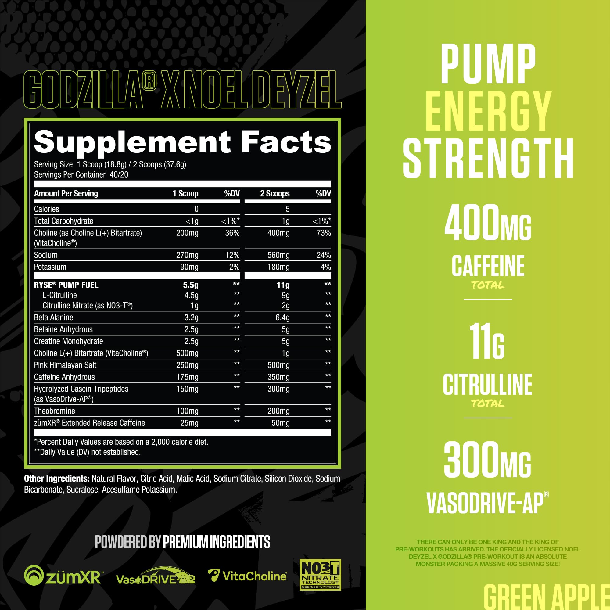 RYSE Up Supplements cierre y etiqueta legible con información clave