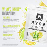 RYSE Up Supplements etiqueta con lista de electrolitos y vitaminas para transparencia
