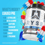 RYSE Up Supplements enfoque en lista de ingredientes citrulina y beta alanina para pump y resistencia