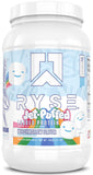 RYSE Up Supplements bote frontal del producto mostrando etiqueta y tamaño dos libras para claridad
