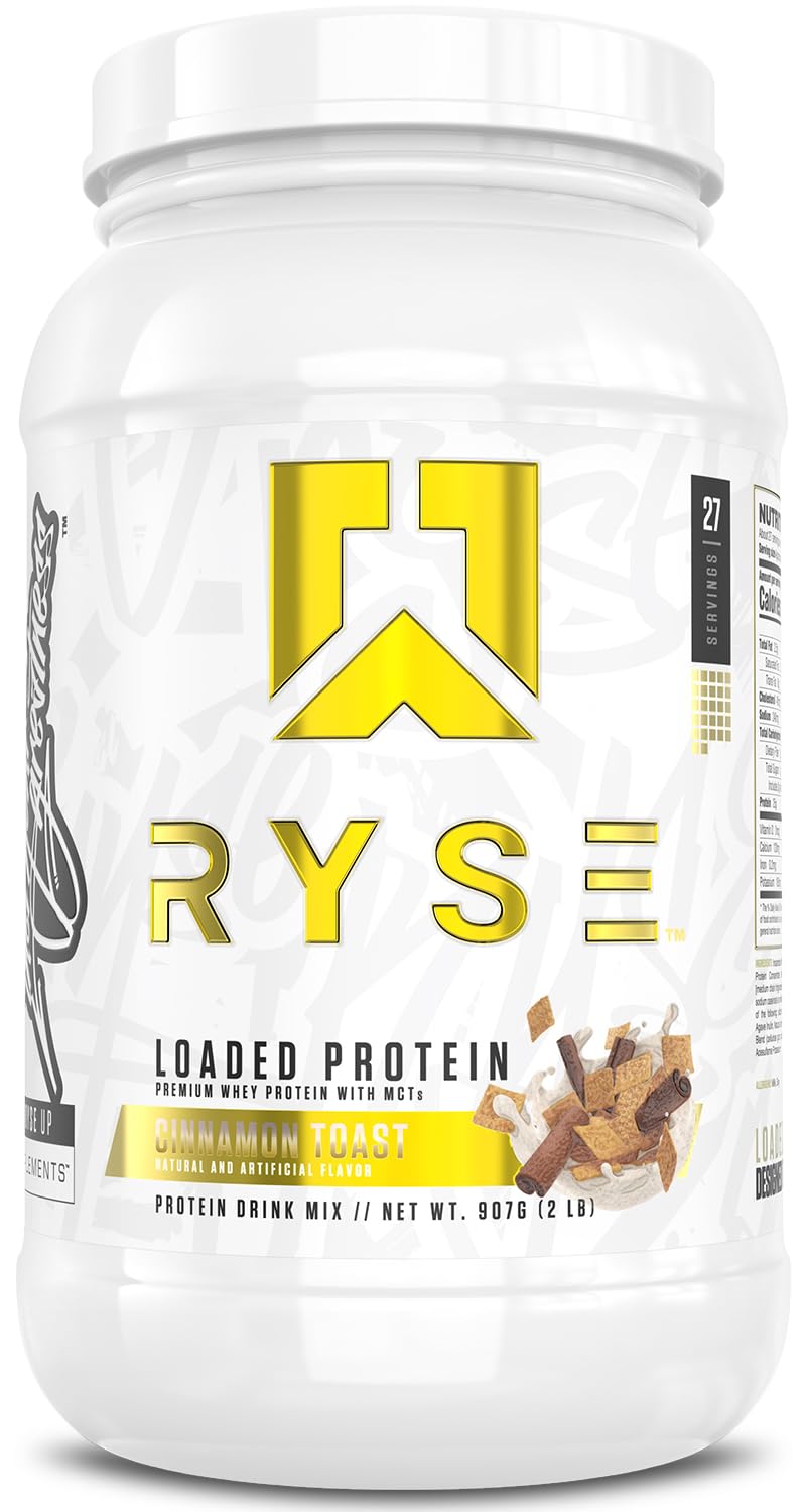 RYSE Up Supplements envase frontal Cinnamon Toast muestra presentación y confianza