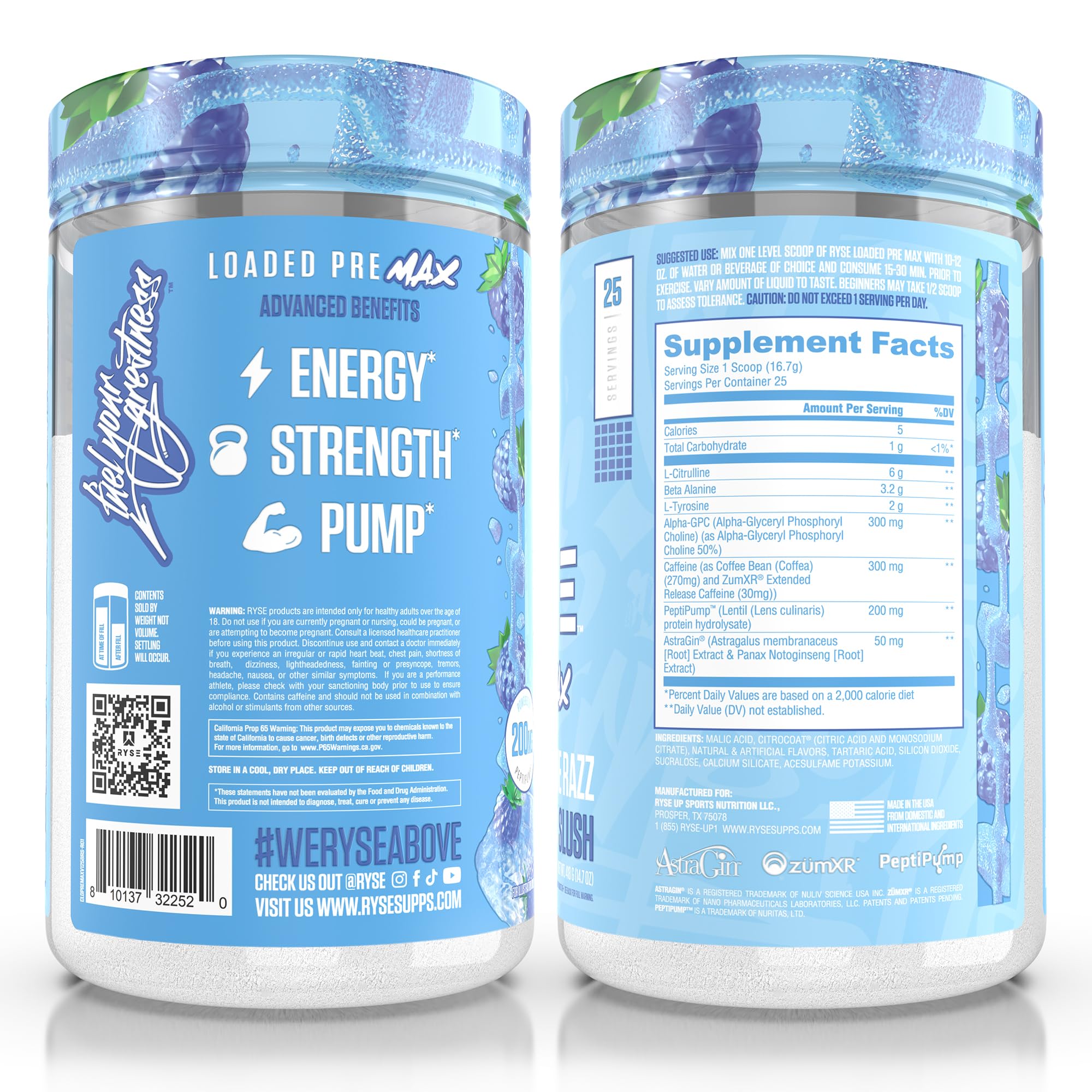 Atleta en gimnasio con shaker de Loaded Pre Max RYSE antes de entrenar