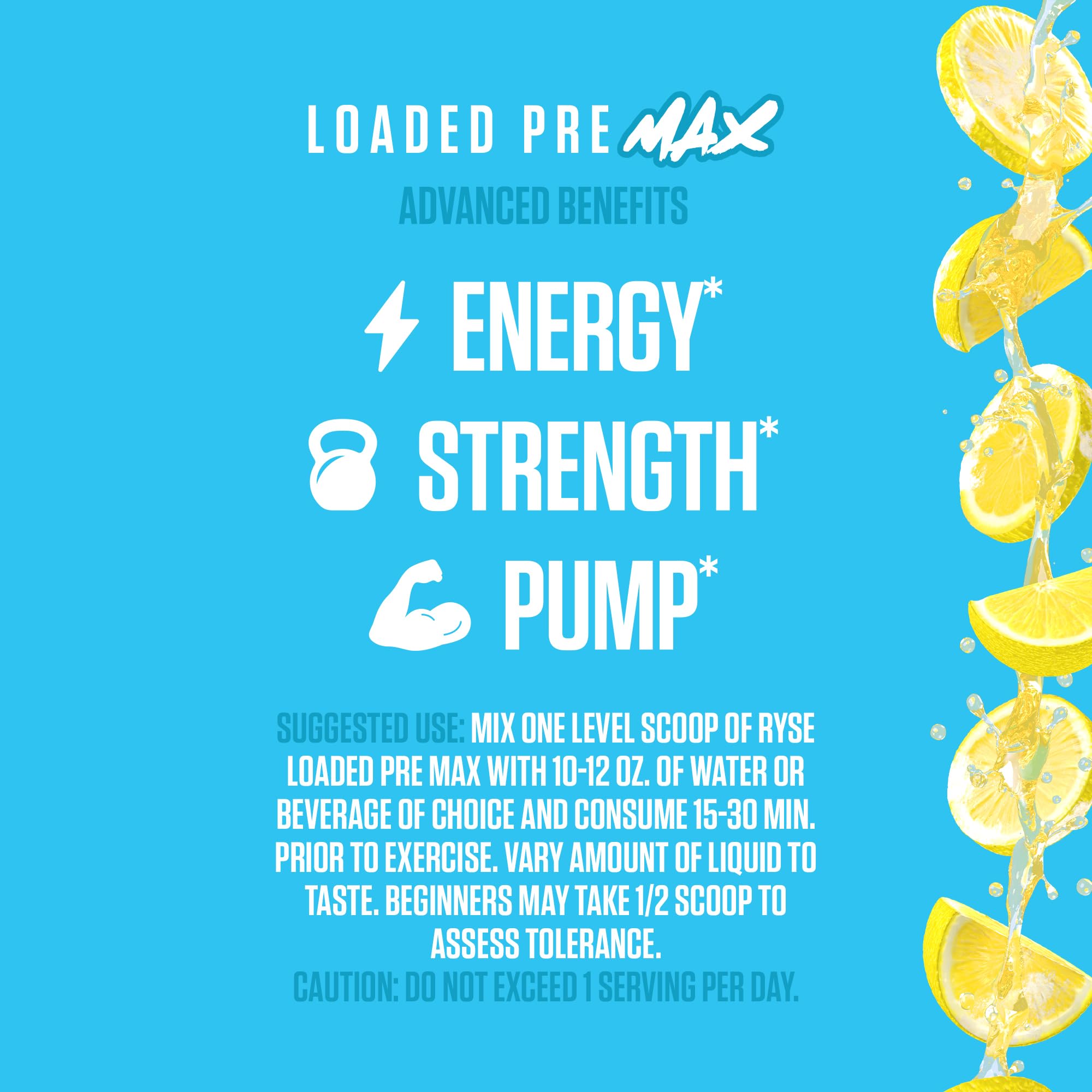 RYSE Up Supplements etiqueta de ingredientes que destaca componentes para foco y bombas