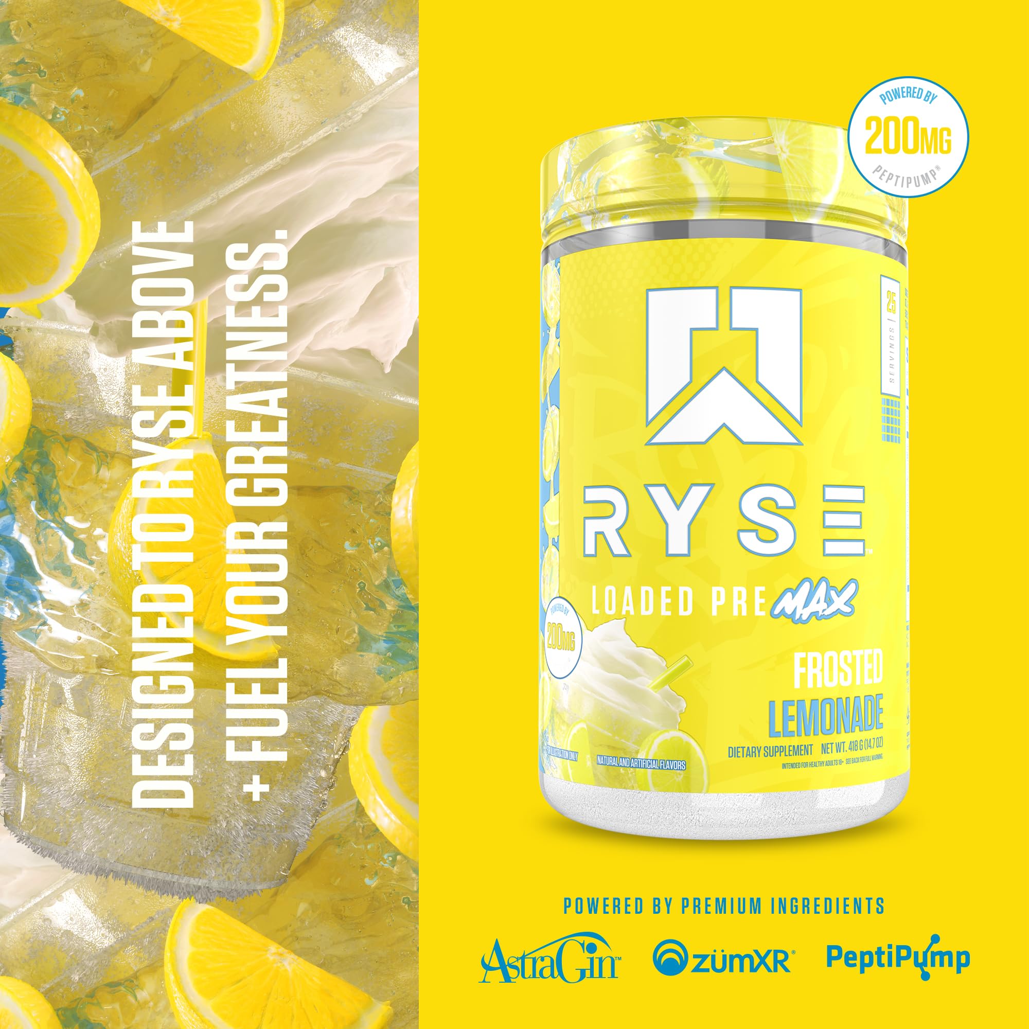RYSE Up Supplements batido preparado en vaso listó para consumir pre entreno