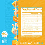 RYSE Up Supplements polvo naranja cremoso detalle de textura que sugiere mezcla fácil