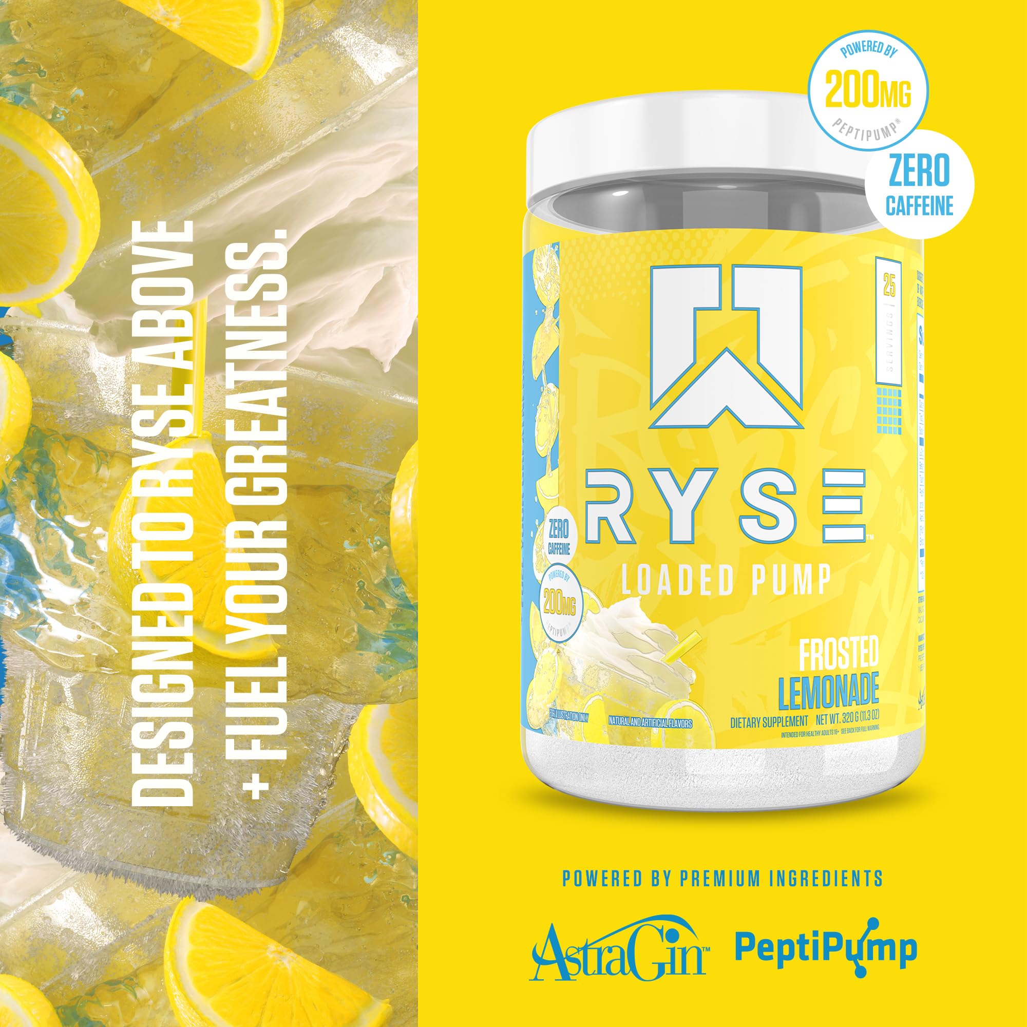 RYSE Up Supplements etiqueta con ingredientes clave destacando transparencia y dosificación