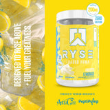 RYSE Up Supplements etiqueta con ingredientes clave destacando transparencia y dosificación