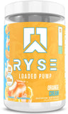 RYSE Up Supplements frente del envase mostrando etiqueta y beneficio de bombeo