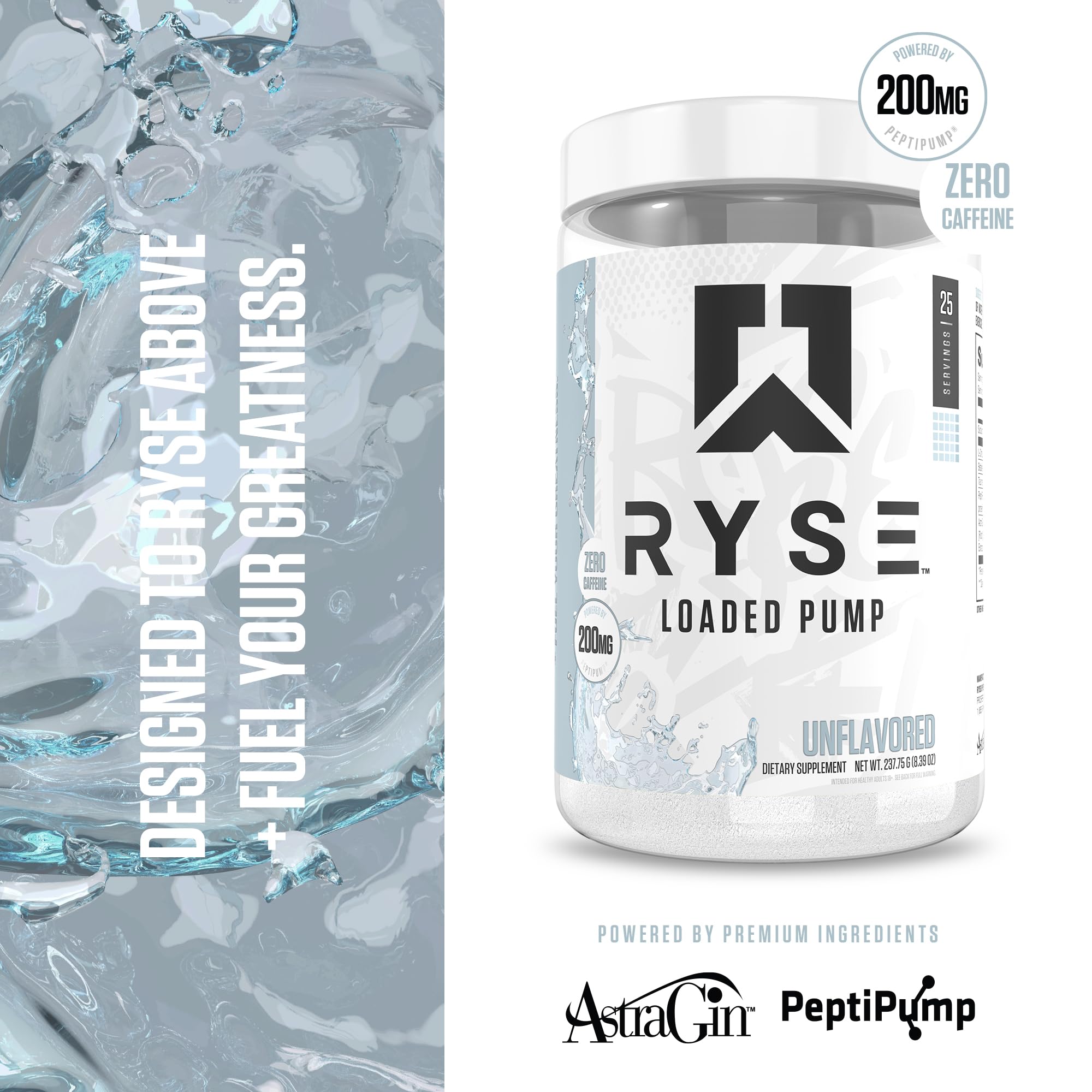 RYSE Up Supplements vaso con mezcla lista para entrenar sin estimulantes